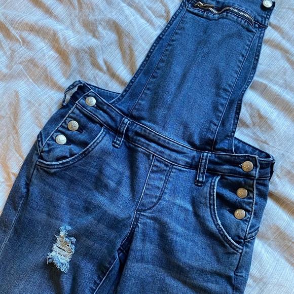 Vintage bebe fitted denim overalls - Picture 2 of 5